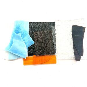 STAINED GLASS Sheet #3560 Medium Scrap 3 lbs Asst Shapes Colors Mosaics Crafts